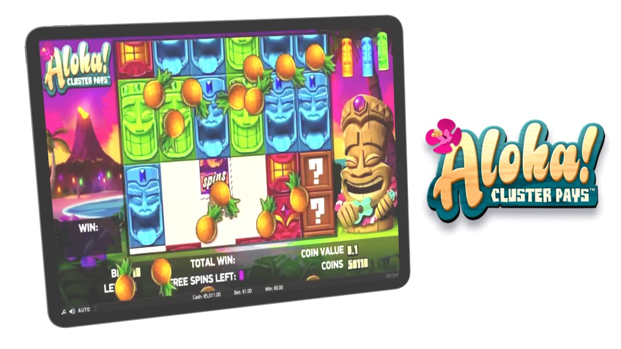 Aloha Cluster Pays slot game online by NetEnt