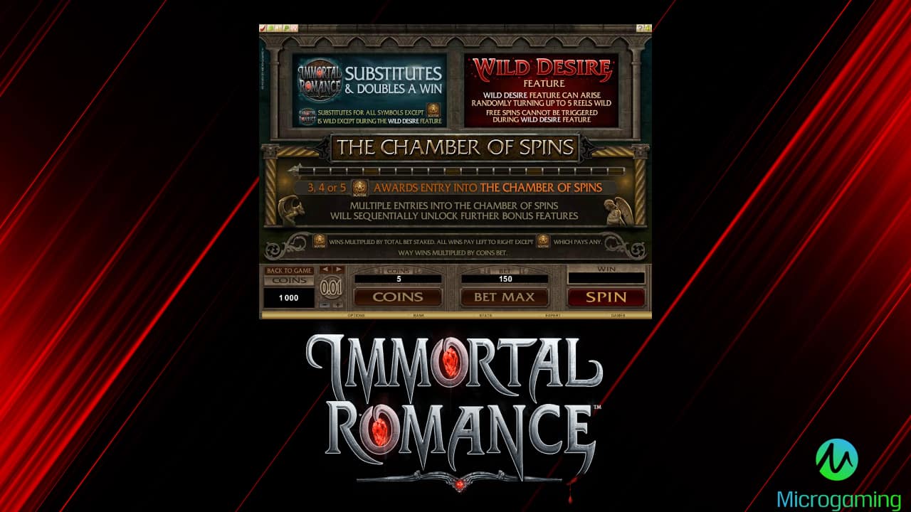 Immortal Romance slot by Microgaming features