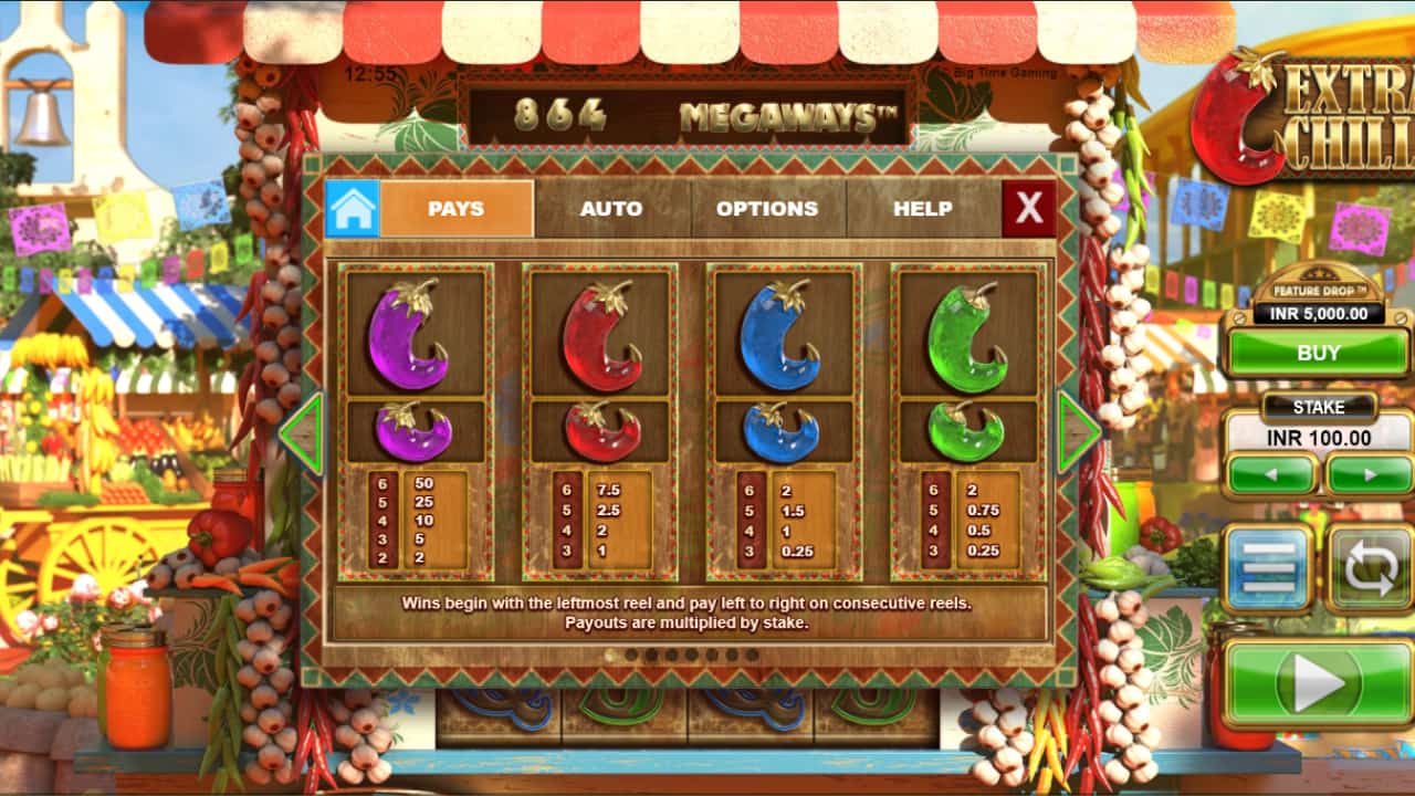 Extra Chilli online slot game payouts